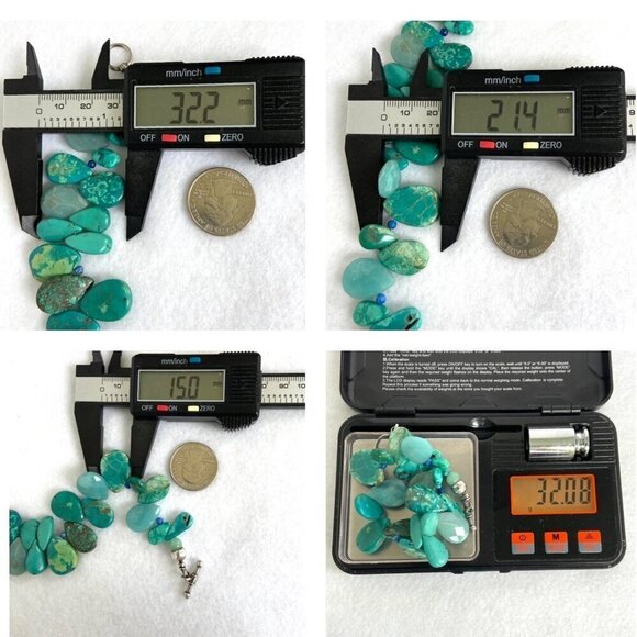 Sterling Silver 925 Teardrop Turquoise Aventurine & Sodalite Beaded Bracelet  7" - Picture 10 of 16